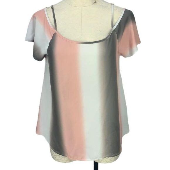 Bar 3 Tri Color Size Large Off Shoulder Blouse - Picture 1 of 8